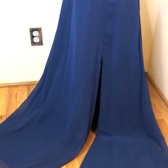 Aidan Mattox Blue Gown Ruffle and Lace Size 4 - Picture 10 of 16